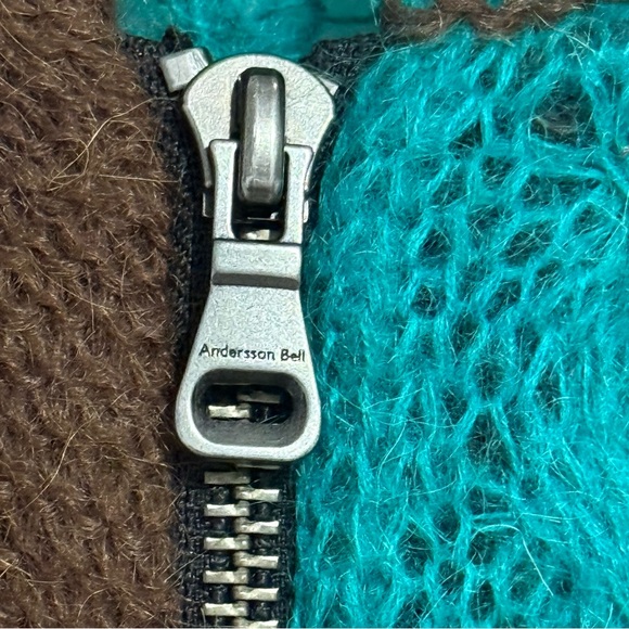 ANDERSSON BELL Men’s Patchwork Checkered Zip Cardigan Mohair Sweater M - Picture 8 of 15